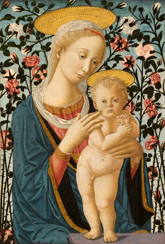 c. 1470 by Follower of Fra Filippo Lippi and Pesellino (Madonna and Child), 16X12"(A3)Poster Print