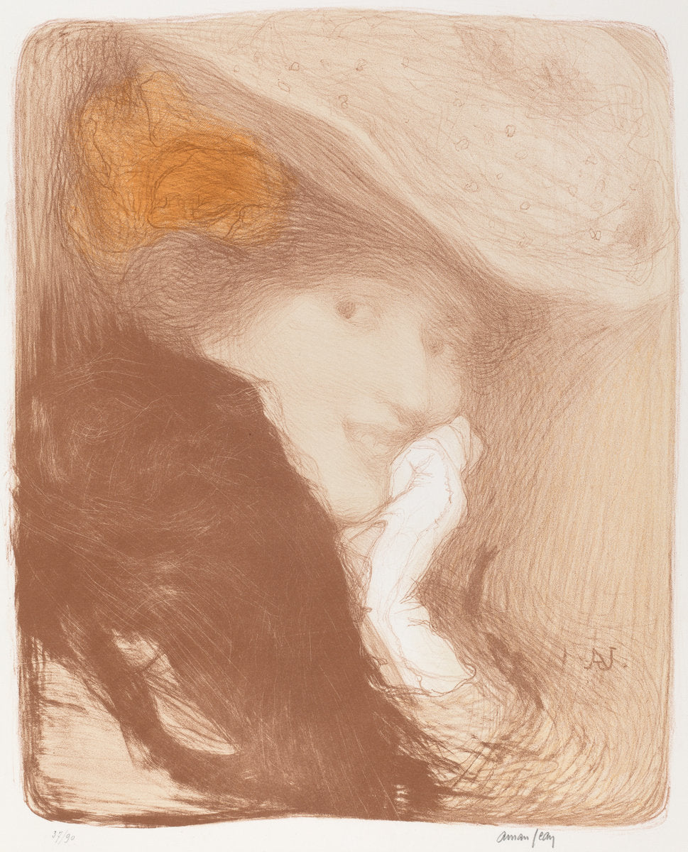 La Rieuse: Madame Albert Besnard by Edmond Aman-Jean (French, 1860 - 1936), 16X12"(A3)Poster Print