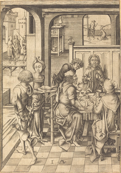 Christ at Emmaus by Israhel van Meckenem (German, c. 1445 - 1503), 16X12"(A3)Poster Print