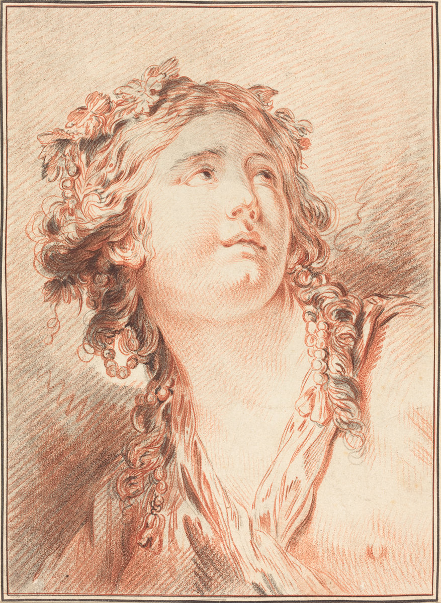 Head of a Young Woman by Gilles Demarteau, the Elder after Jean-Baptiste Le Prince (French, 1722 - 1776), 16X12"(A3)Poster Print