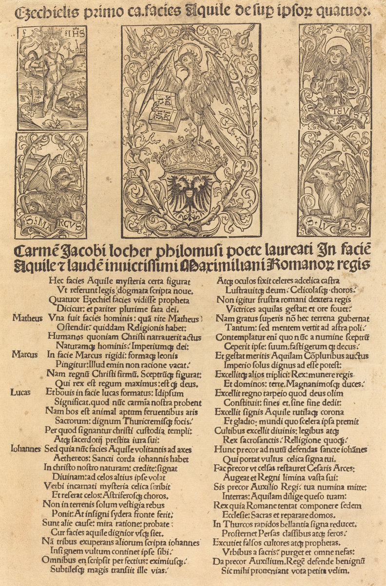 1497 by German 15th Century (Allegory of the Eagle and Emperor Maximilian I), 16X12"(A3)Poster Print