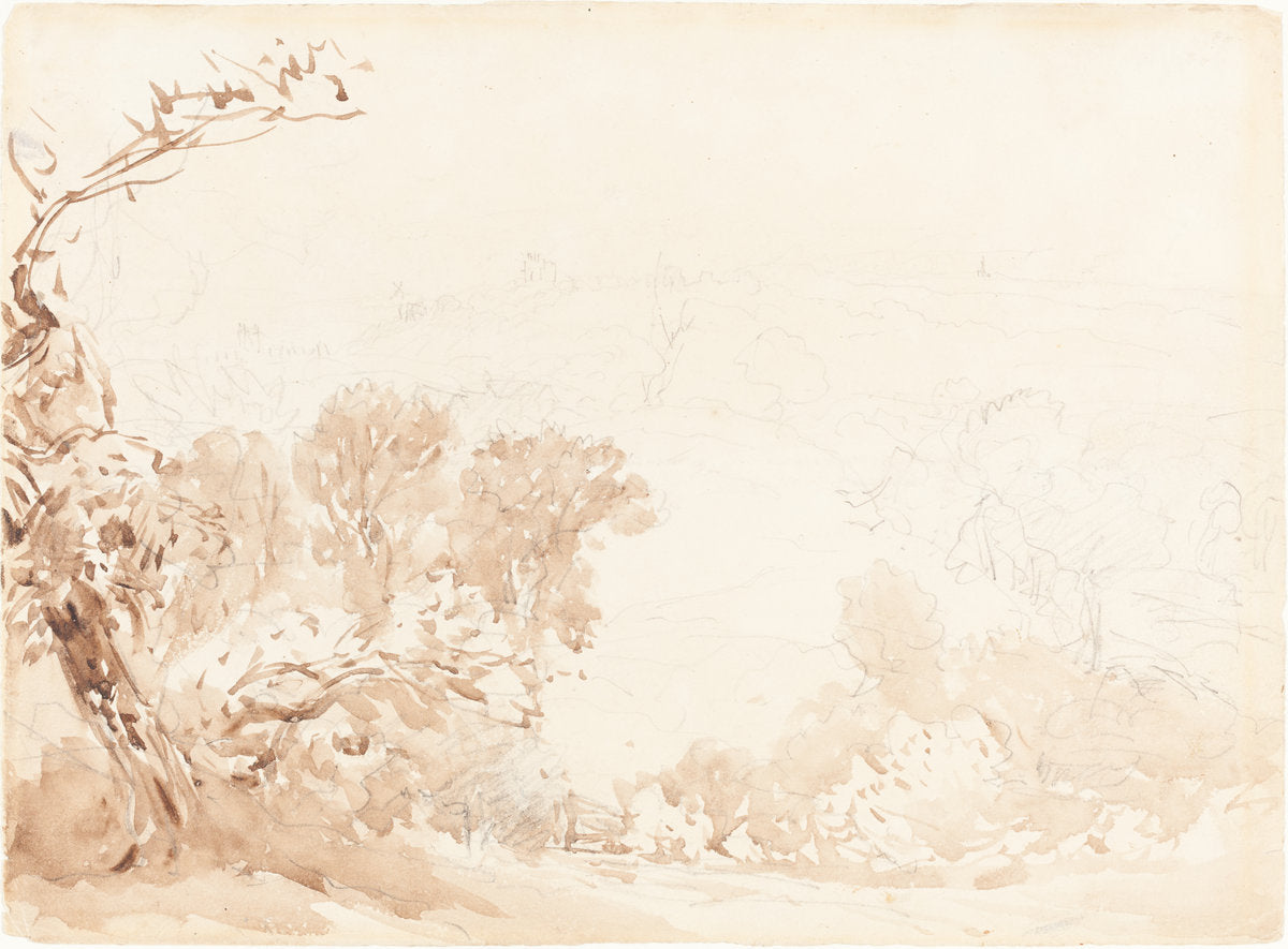 Hillside and Trees by David Cox (British, 1783 - 1859), 16X12"(A3)Poster Print