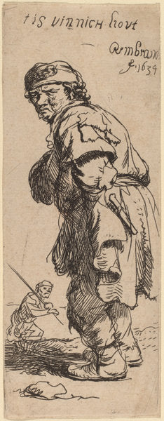 A Peasant Calling Out: "tis vinnich kout" (It's biting cold) by Rembrandt van Rijn (Dutch, 1606 - 1669), 16X12"(A3)Poster Print