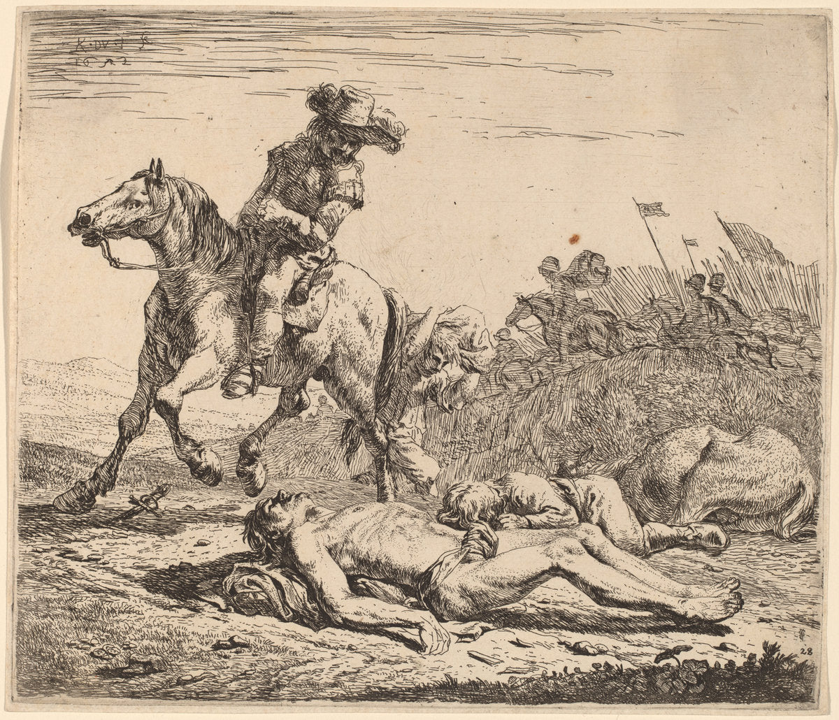Battlefield by Karel Dujardin (Dutch, c. 1622 - 1678), 16X12"(A3)Poster Print