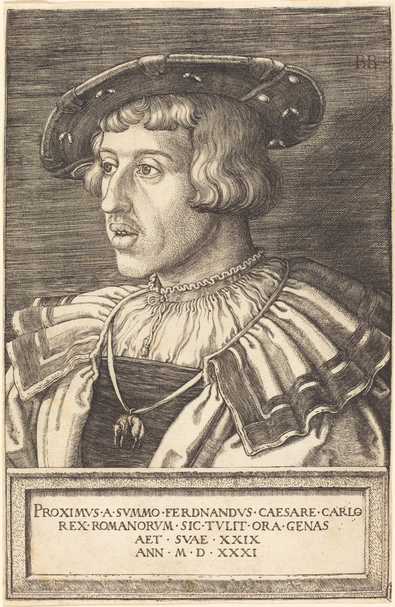 Emperor Ferdinand I by Barthel Beham (German, 1502 - 1540), 16X12"(A3)Poster Print