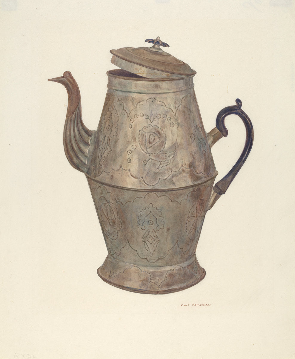 Tin Coffee Pot by Carl Strehlau (American, active c. 1935), 16X12"(A3)Poster Print