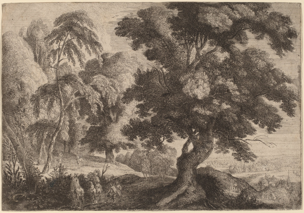 Landscape with Two Deer by Ignatius van der Stock (Flemish, active from 1660), 16X12"(A3)Poster Print