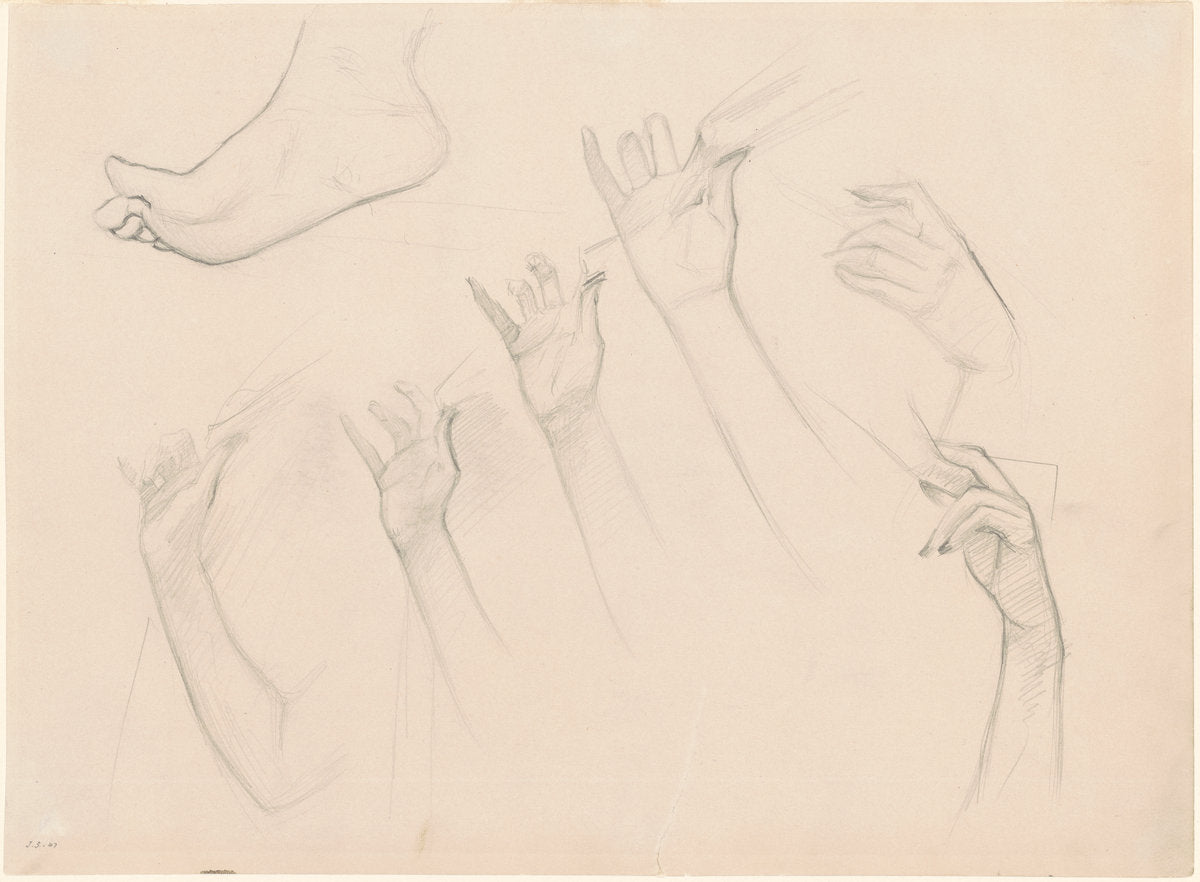 Studies for "Fumee d'Ambre Gris" by John Singer Sargent (American, 1856 - 1925), 16X12"(A3)Poster Print