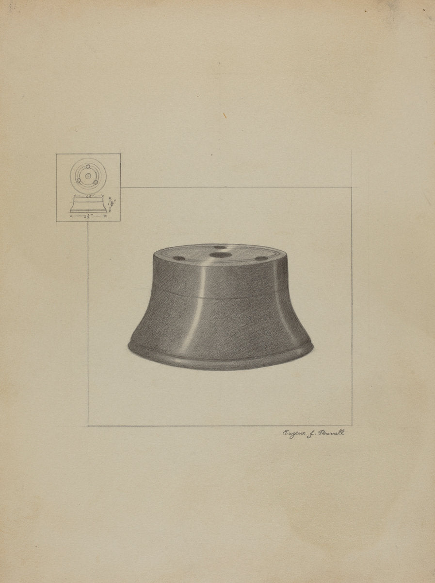 Pewter Inkwell by Eugene Barrell (American, active c. 1935), 16X12"(A3)Poster Print