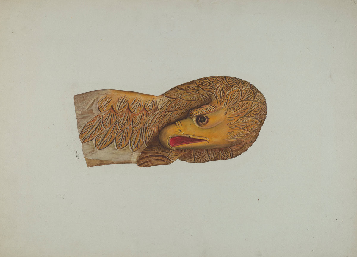 Eagle Woodcarving by Willard Hazen (American, active c. 1935), 16X12"(A3)Poster Print