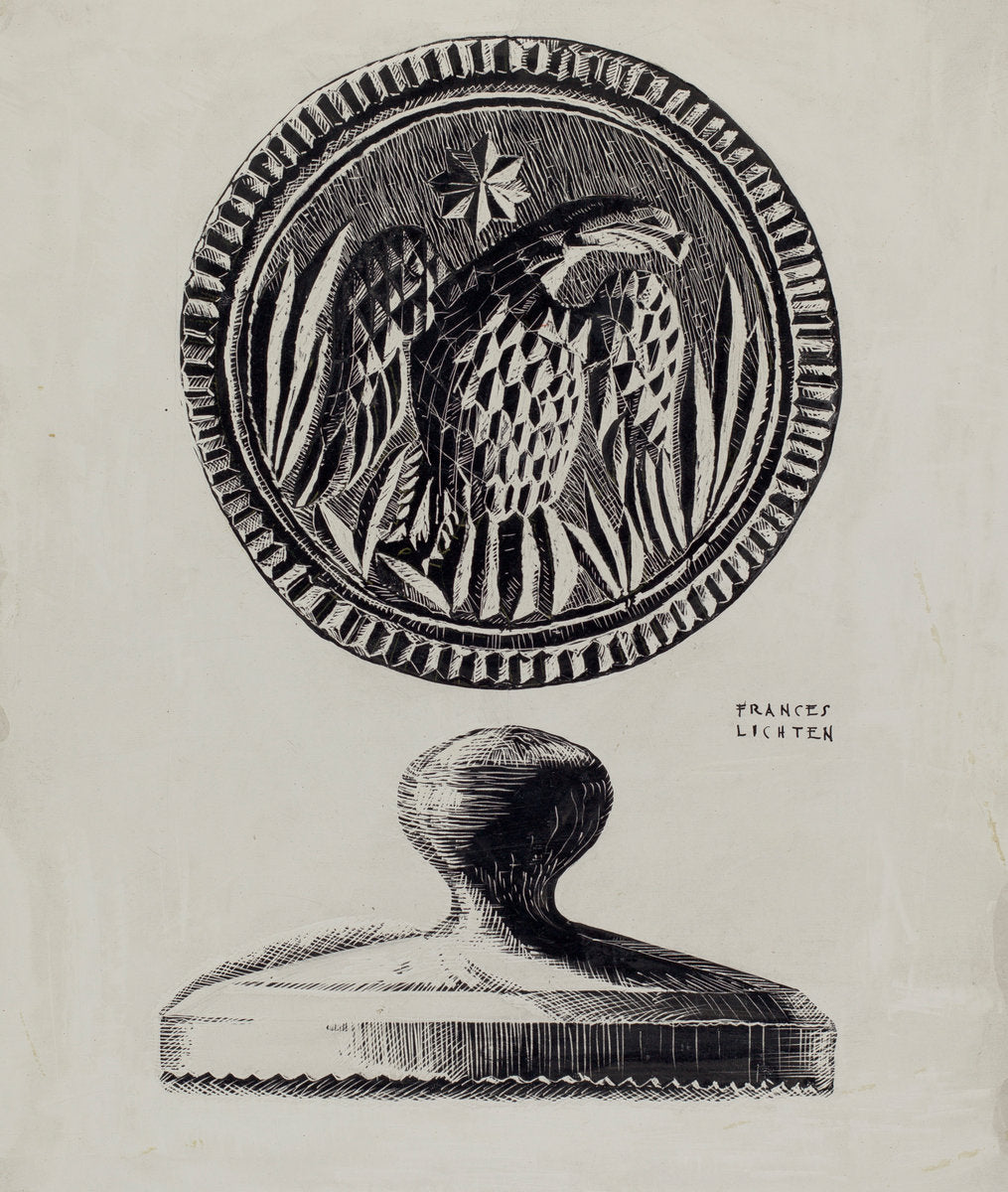 Pa. German Butter Stamp by Frances Lichten (American, active c. 1935), 16X12"(A3)Poster Print