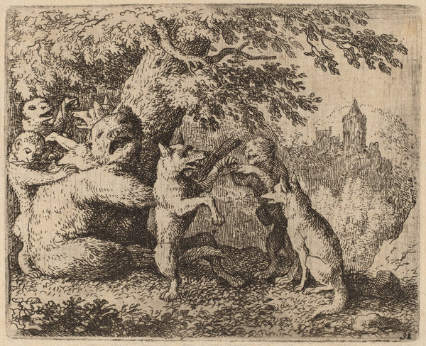 The Bear and the Wolf are Persecuted by Allart van Everdingen (Dutch, 1621 - 1675), 16X12"(A3)Poster Print