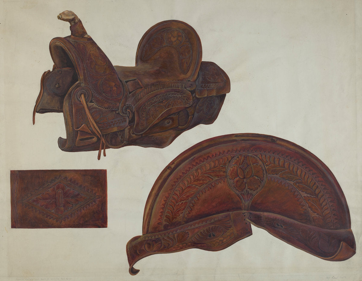 Double Rig Saddle by Cecil Smith (American, active c. 1935), 16X12"(A3)Poster Print