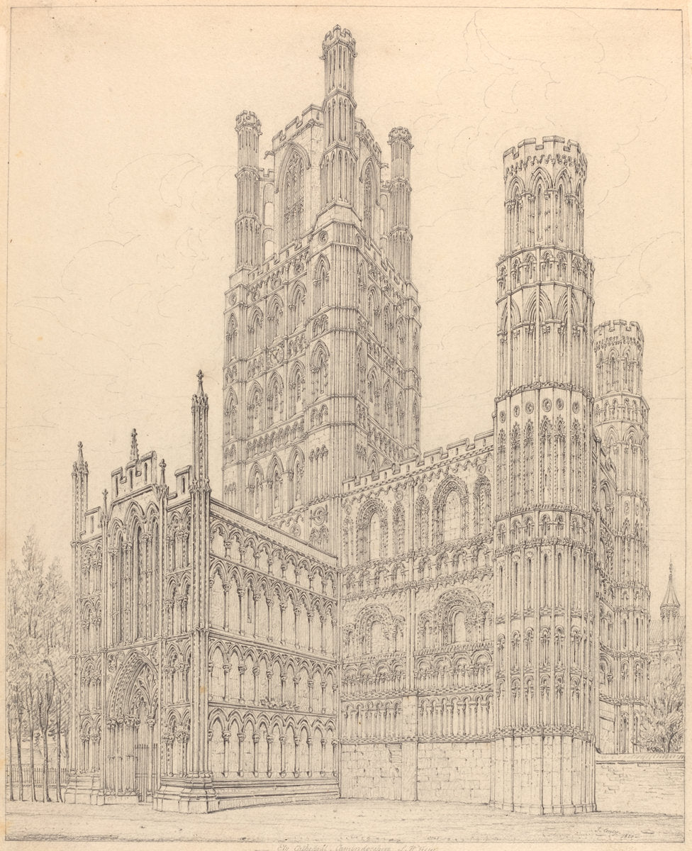 Ely Cathedral, Cambridgeshire, S.W. View by John Coney (British, 1786 - 1833), 16X12"(A3)Poster Print