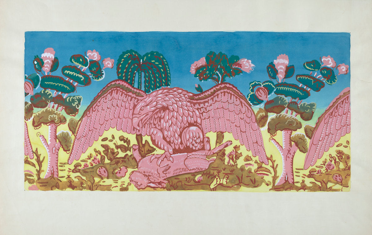 Bandbox Design (Eagle and Rabbit) by Martin Partyka (American, active c. 1935), 16X12"(A3)Poster Print