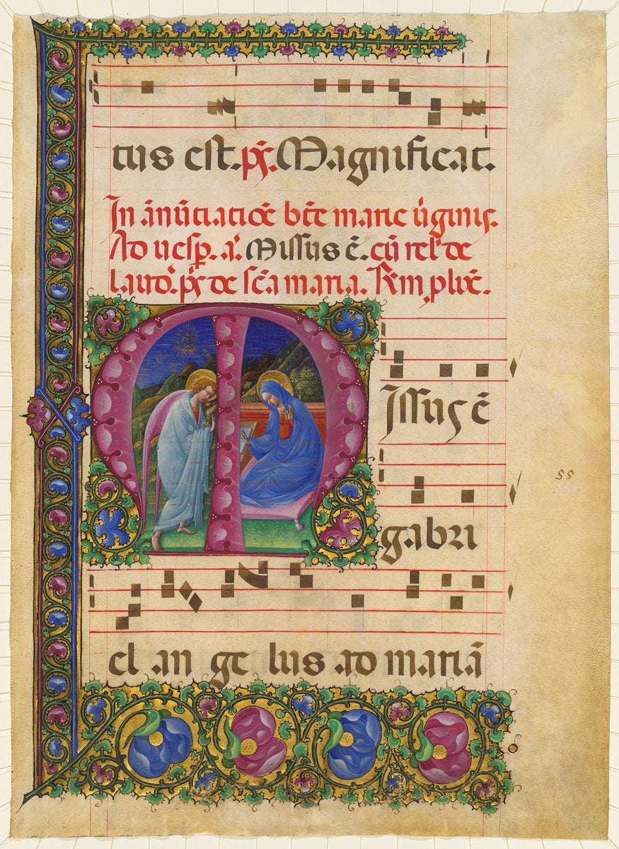 The Annunciation to the Virgin by Belbello da Pavia (Lombard, active c. 1430 - c. 1473), 16X12"(A3)Poster Print