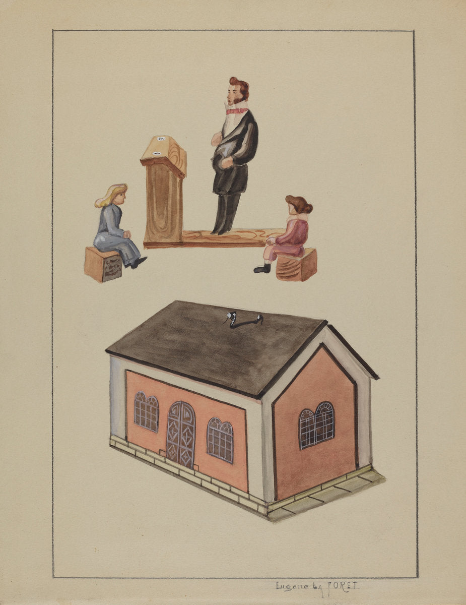 Toy School House by Eugene La Foret (American, active c. 1935), 16X12"(A3)Poster Print