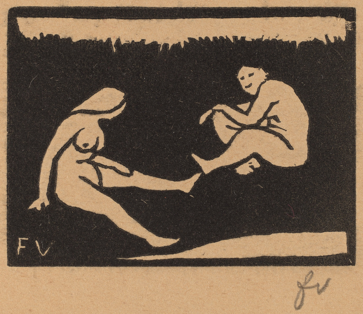 Two Seated Bathers (Deux baigneuses assises) by Félix Vallotton (Swiss, 1865 - 1925), 16X12"(A3)Poster Print