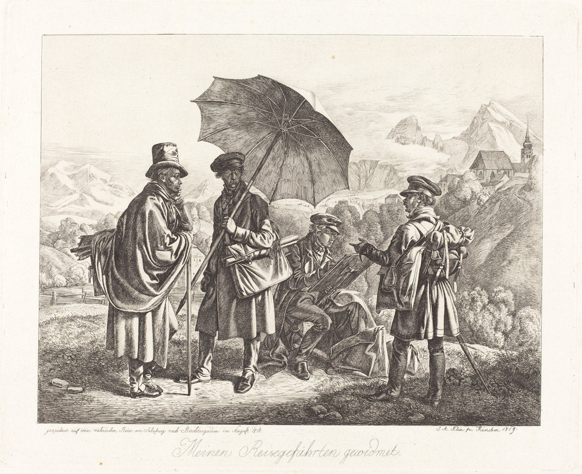 Painters on Their Travels (Die Maler auf der Reise) by Johann Adam Klein (German, 1792 - 1875), 16X12"(A3)Poster Print