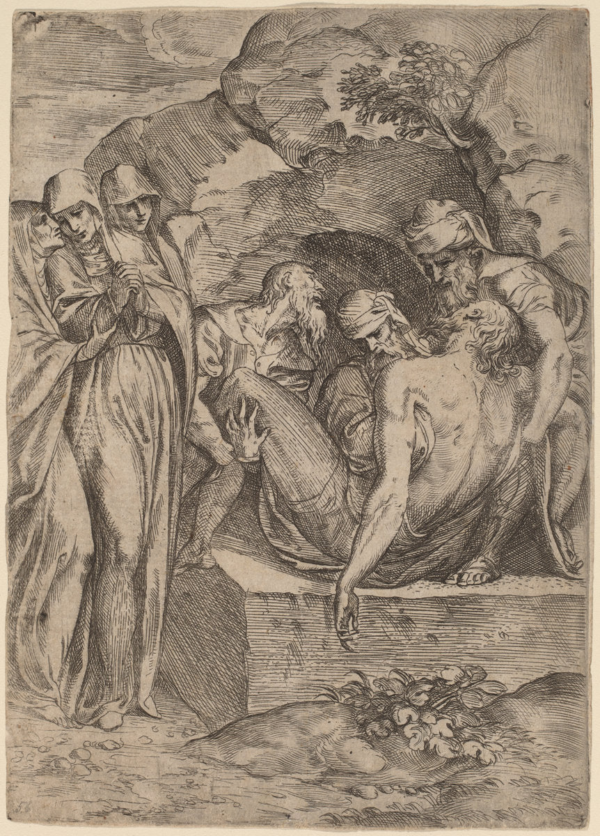 The Entombment by Battista Angolo del Moro (Italian, c. 1515 - 1573), 16X12"(A3)Poster Print