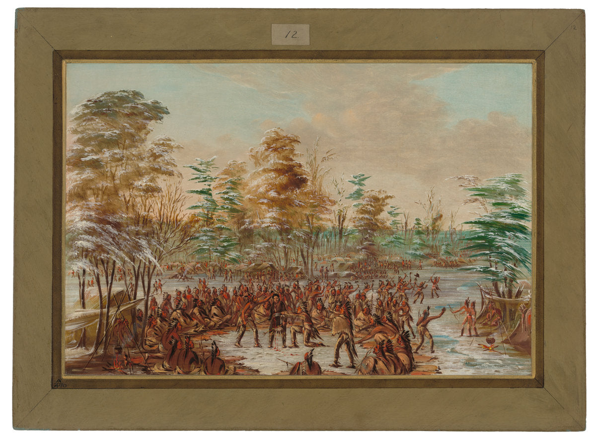 De Tonty Suing for Peace in the Iroquois Village. January 2, 1680 by George Catlin (American, 1796 - 1872), 16X12"(A3)Poster Print