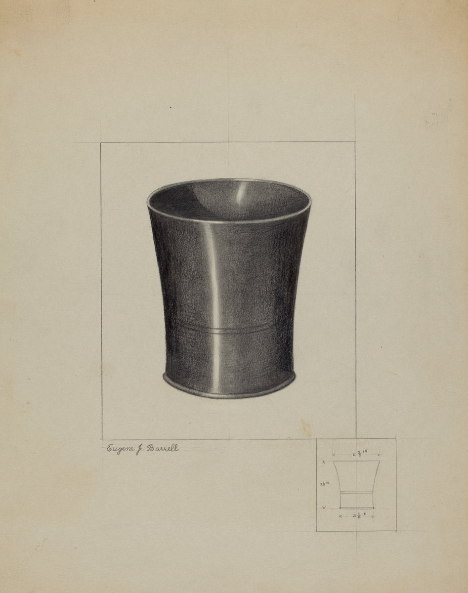 Pewter Beaker by Eugene Barrell (American, active c. 1935), 16X12"(A3)Poster Print