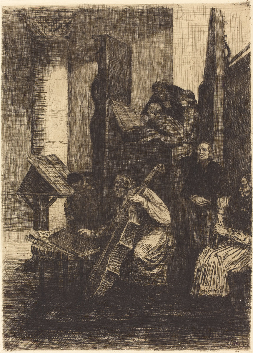 Choir in a Spanish Church (Le choeur d'une eglise espagnole) by Alphonse Legros (French, 1837 - 1911), 16X12"(A3)Poster Print