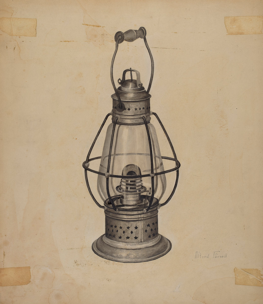 Coal Oil Lantern by Alfred Farrell (American, active c. 1935), 16X12"(A3)Poster Print