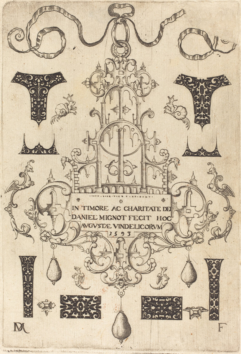 Title Page: Pendant, Surrounded by Eight Small Studs by Daniel Mignot (German, active 1593/1596), 16X12"(A3)Poster Print