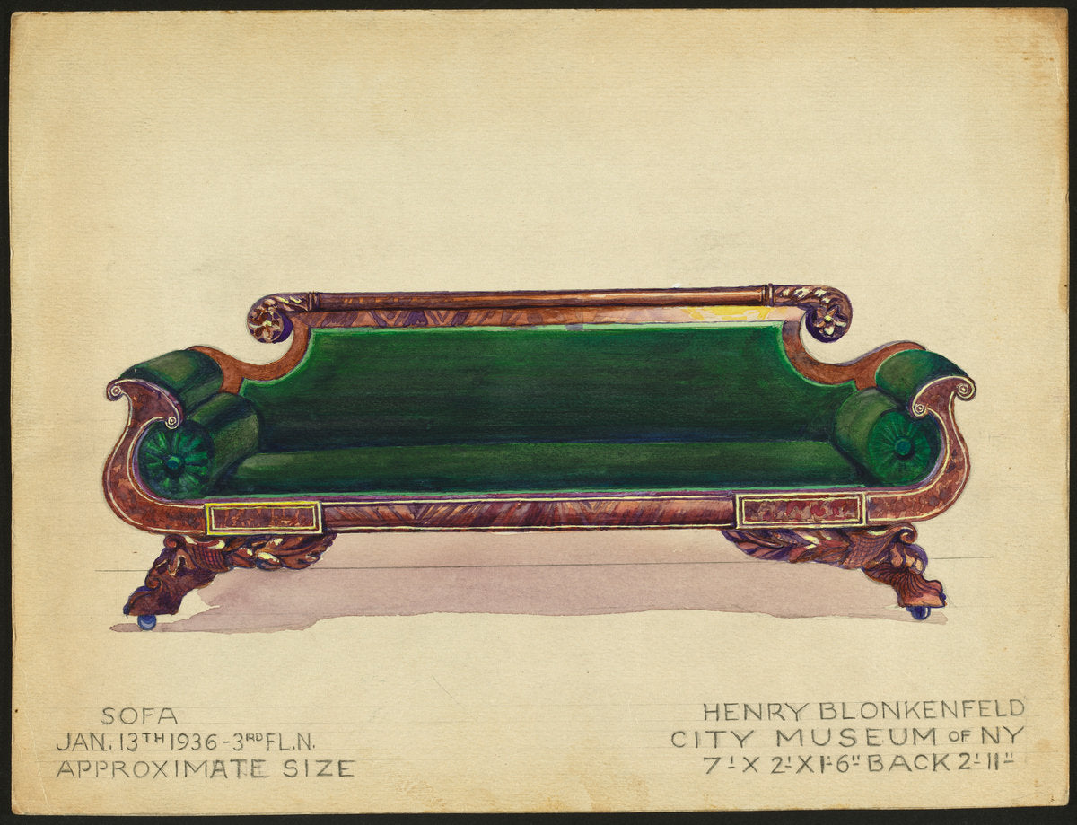 Sofa by Henry Blonkenfeld (American, active c. 1935), 16X12"(A3)Poster Print