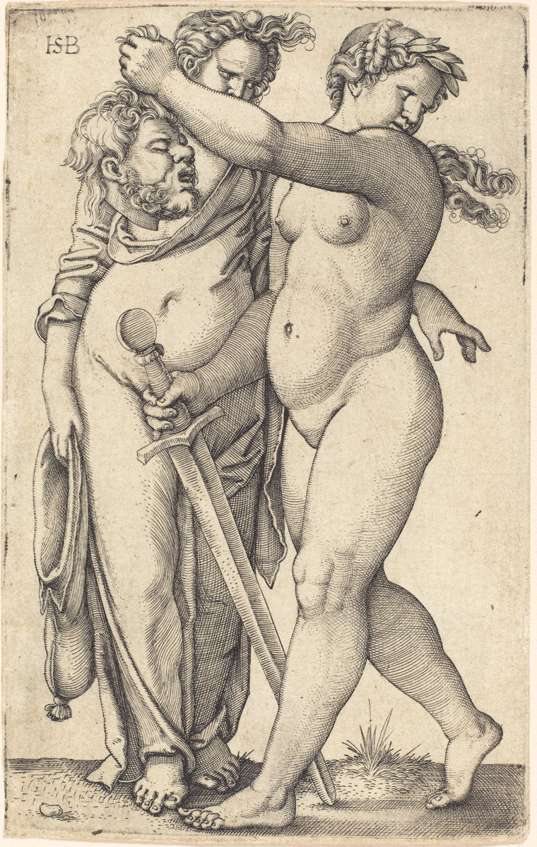 Judith Walking to the Left, and Her Servant by Sebald Beham (German, 1500 - 1550), 16X12"(A3)Poster Print