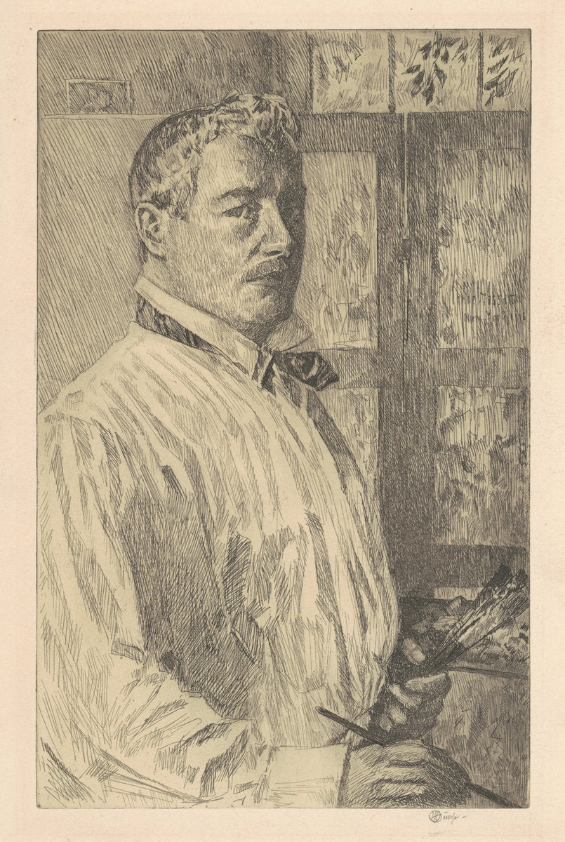 Self-Portrait by Childe Hassam (American, 1859 - 1935), 16X12"(A3)Poster Print
