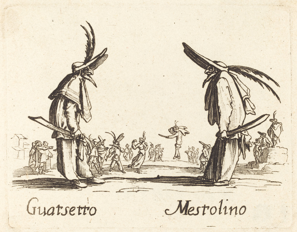 etching by after Jacques Callot (Guatsetto and Mestolino), 16X12"(A3)Poster Print