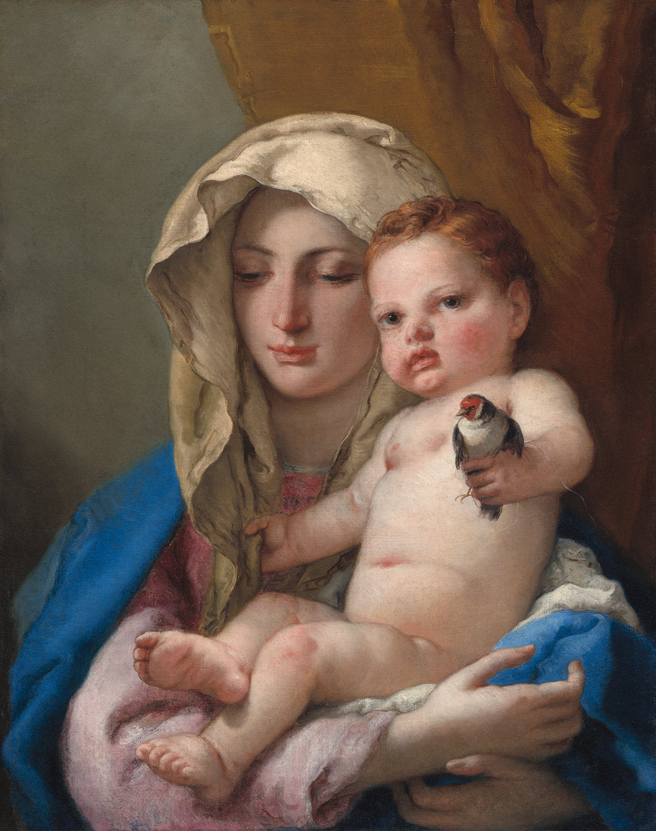 Madonna of the Goldfinch by Giovanni Battista Tiepolo (Venetian, 1696 - 1770), 16X12"(A3)Poster Print