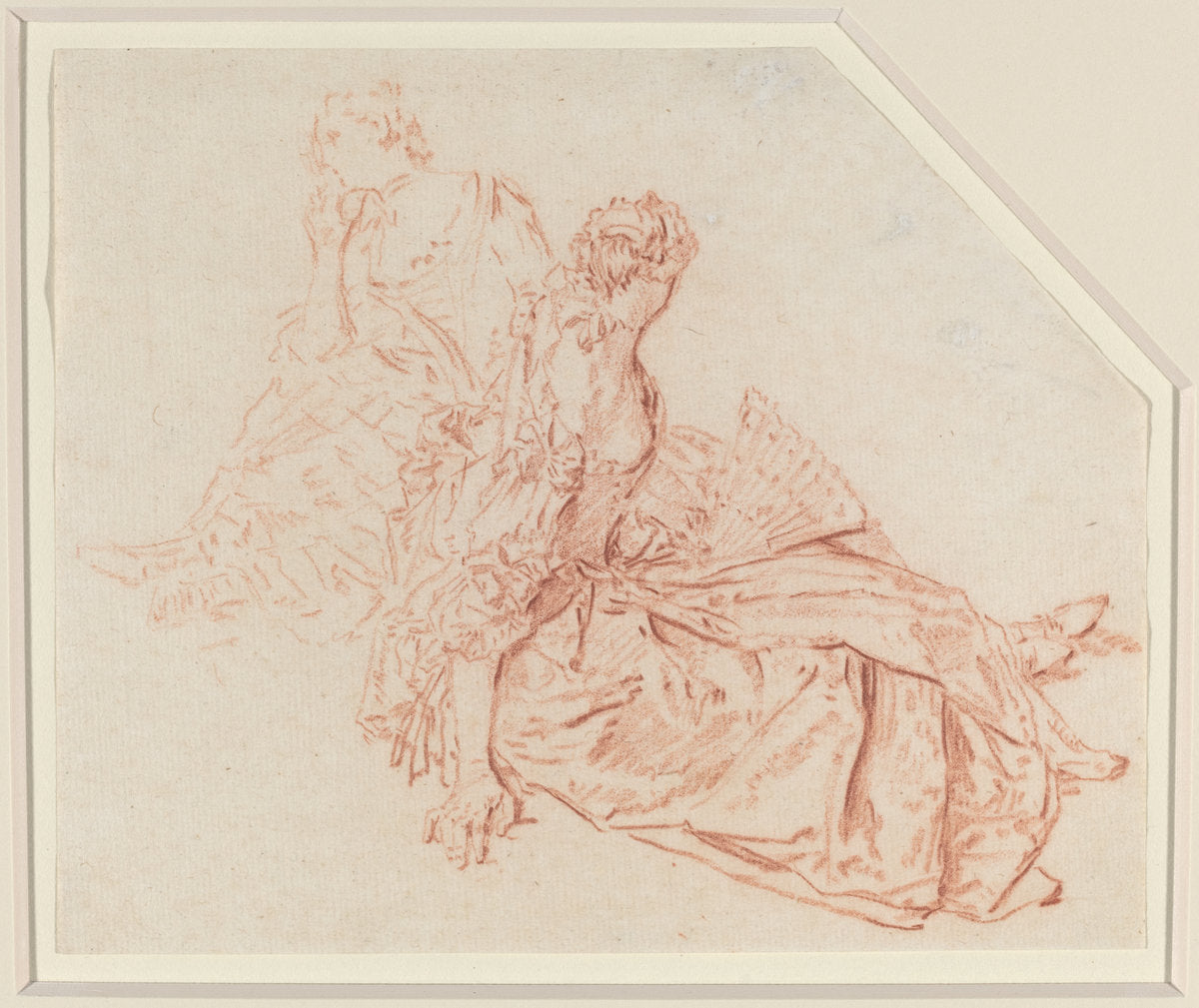 Two Seated Ladies by Nicolas Lancret (French, 1690 - 1743), 16X12"(A3)Poster Print