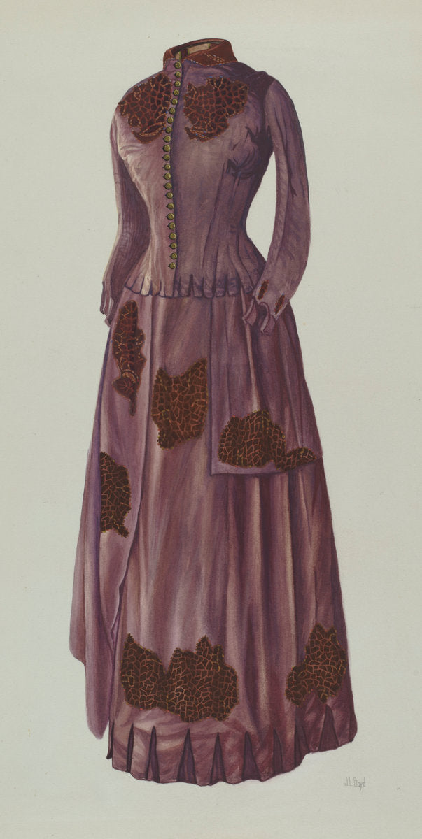 Brown Silk Afternoon Dress by Joseph L. Boyd (American, active c. 1935), 16X12"(A3)Poster Print