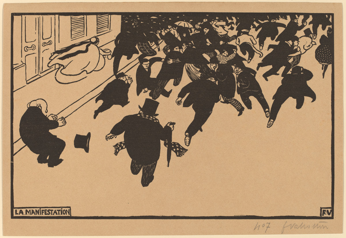La Manifestation (The Demonstration) by Félix Vallotton (Swiss, 1865 - 1925), 16X12"(A3)Poster Print