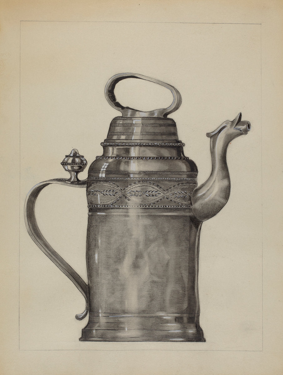 Pewter Pitcher by A. Zimet (American, active c. 1935), 16X12"(A3)Poster Print