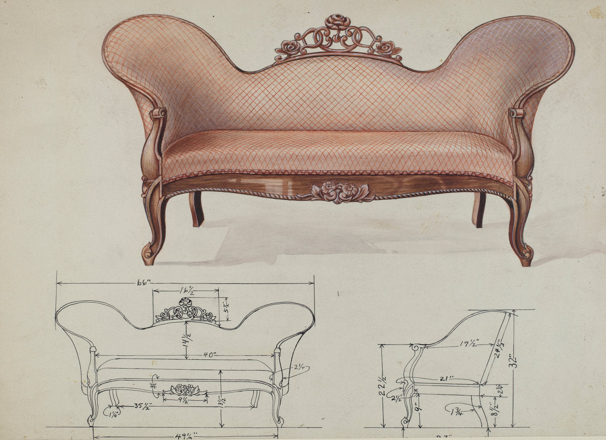 Sofa by Wellington Blewett (American, active c. 1935), 16X12"(A3)Poster Print