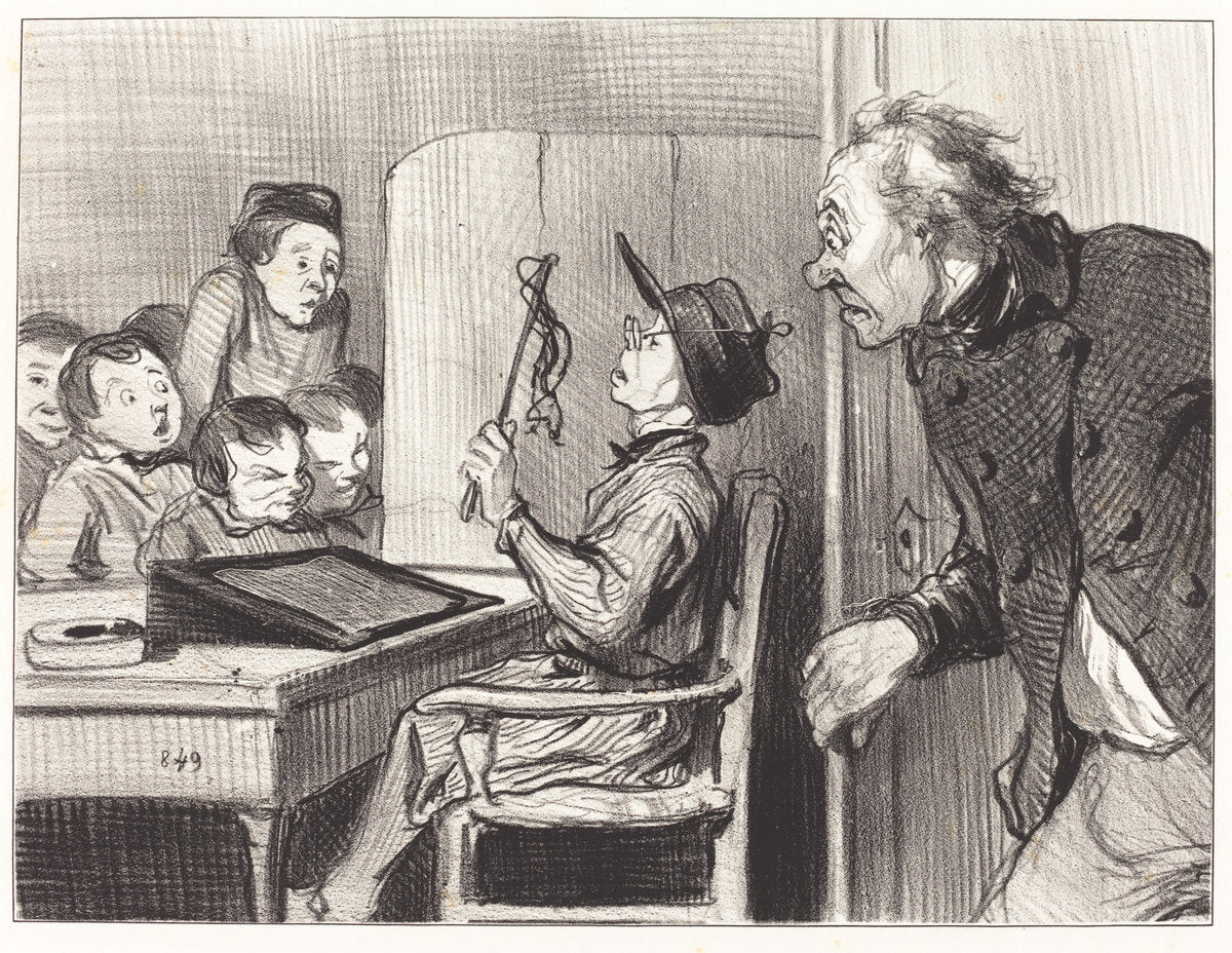 Attends... j'te vas en donner... du maitre d'école by Honoré Daumier (French, 1808 - 1879), 16X12"(A3)Poster Print