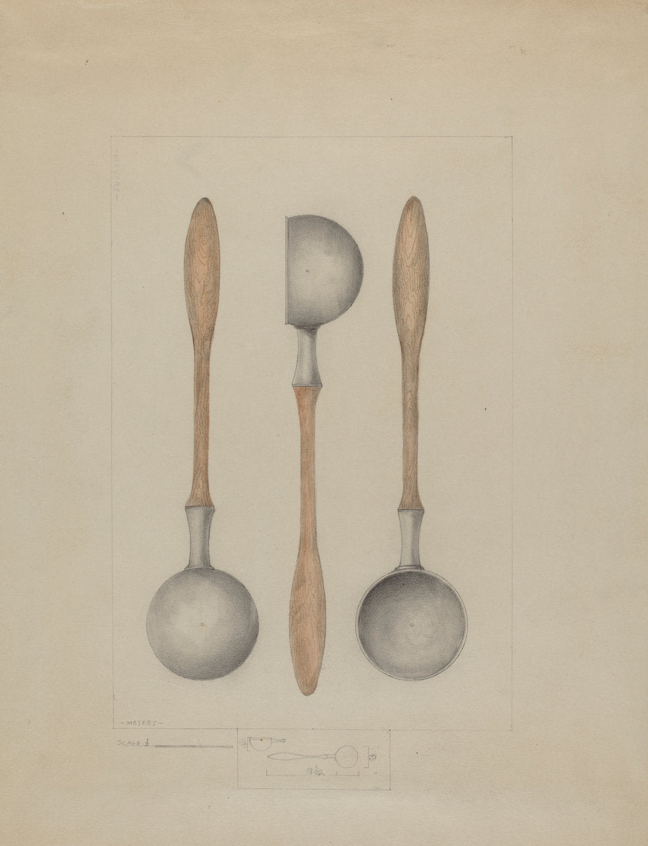 Pewter Ladle by Henry Meyers (American, active c. 1935), 16X12"(A3)Poster Print