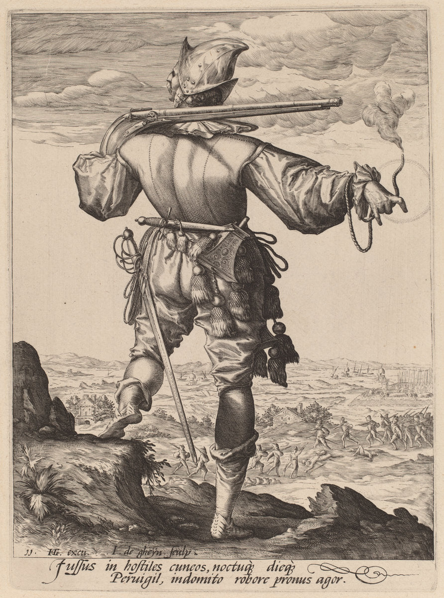 Helmeted Musketeer by Jacques de Gheyn II after Hendrik Goltzius (Dutch, 1565 - 1629), 16X12"(A3)Poster Print