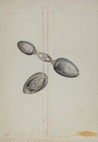 Silver Folding Spoon by Alfred Walbeck (American, active c. 1935), 16X12"(A3)Poster Print