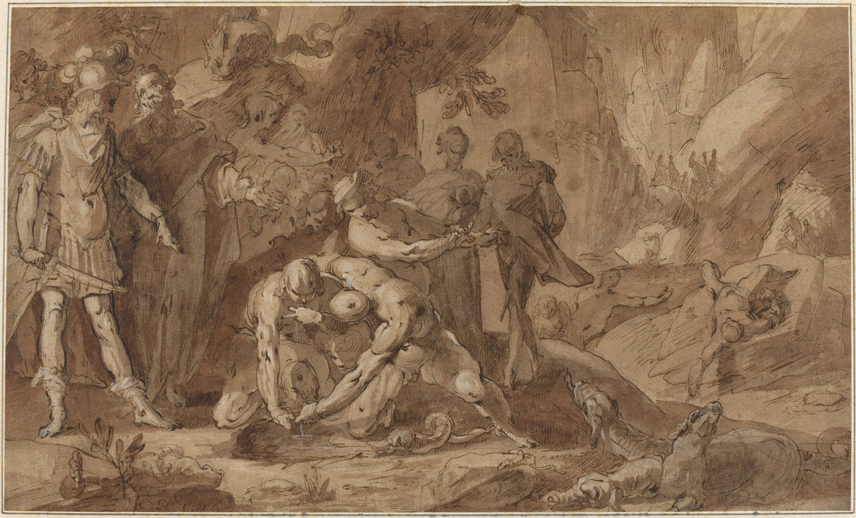 Odysseus and Teiresias by Gerrit Pietersz Sweelinck (Dutch, 1566 - 1645 or before), 16X12"(A3)Poster Print