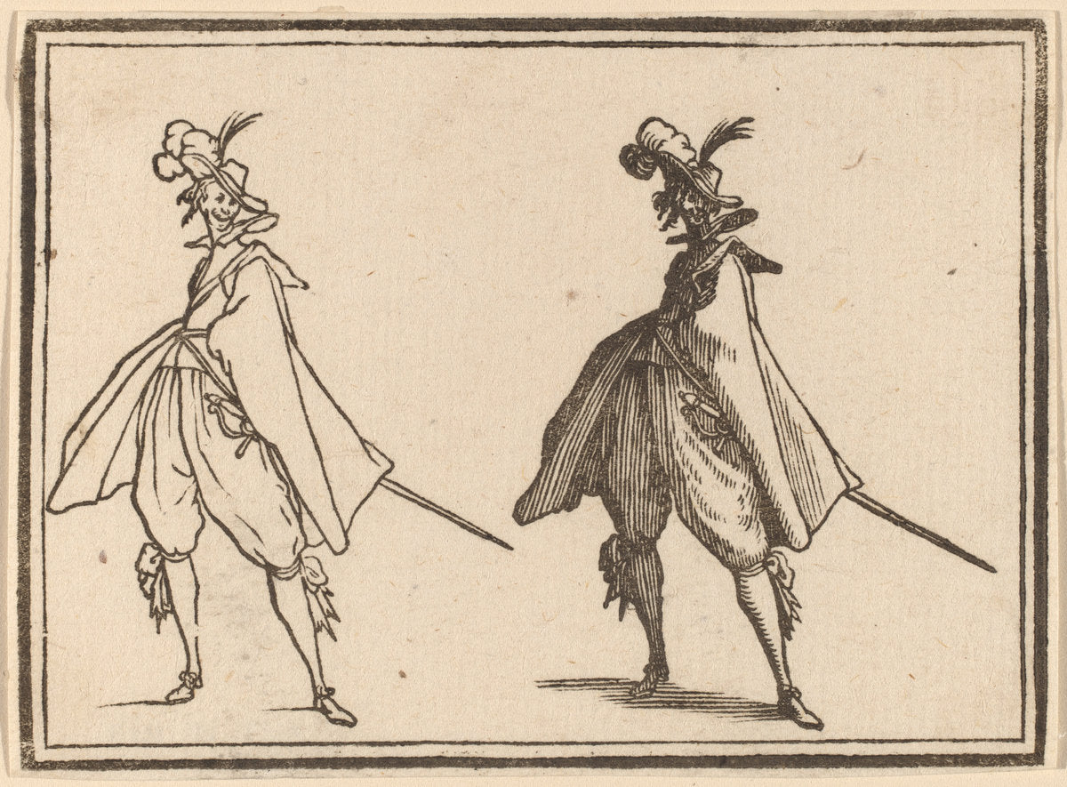 Gentleman in a Large Mantle, Front View by Edouard Eckman after Jacques Callot (Flemish, born c. 1600), 16X12"(A3)Poster Print