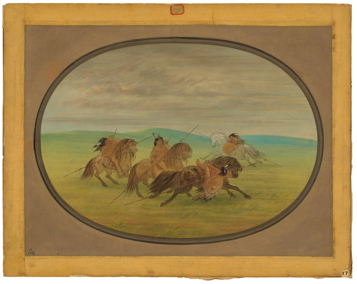 Camanchee Horsemanship by George Catlin (American, 1796 - 1872), 16X12"(A3)Poster Print