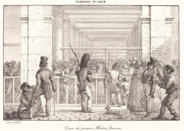 Queue du premier Theâtre français by Jean Henri Marlet (French, 1770 - 1847), 16X12"(A3)Poster Print