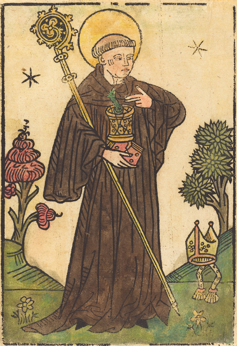 1450/1470 by German 15th Century (Saint Benedict), 16X12"(A3)Poster Print