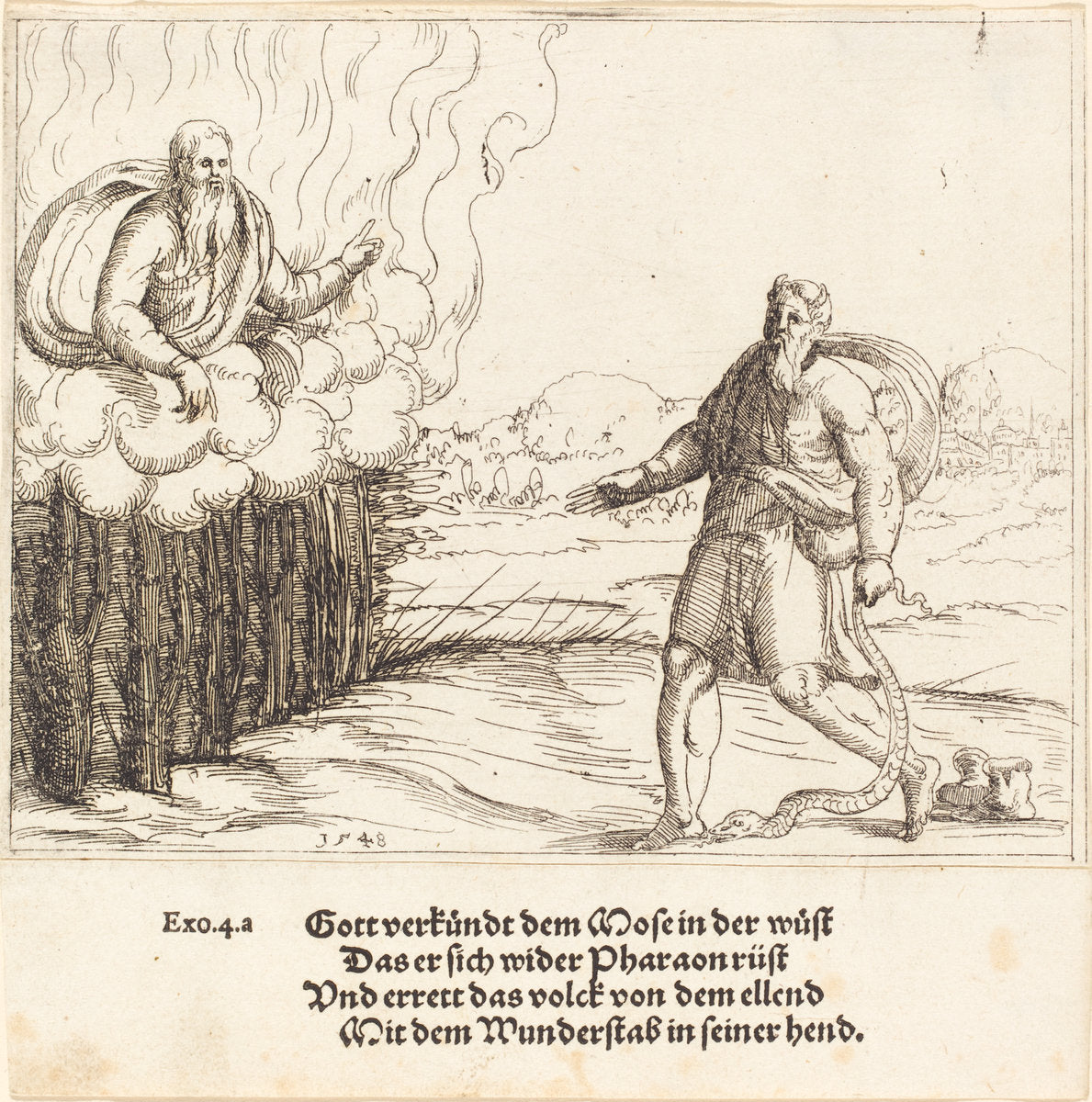 Moses and the Serpent by Augustin Hirschvogel (German, 1503 - 1553), 16X12"(A3)Poster Print