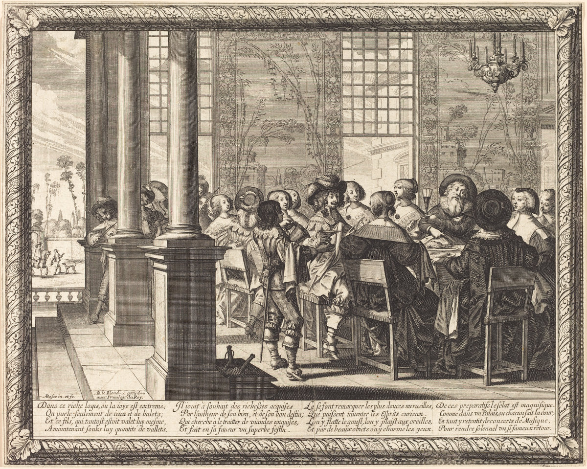 The Feast Celebrating the Return of the Prodigal Son by Abraham Bosse (French, 1602 - 1676), 16X12"(A3)Poster Print
